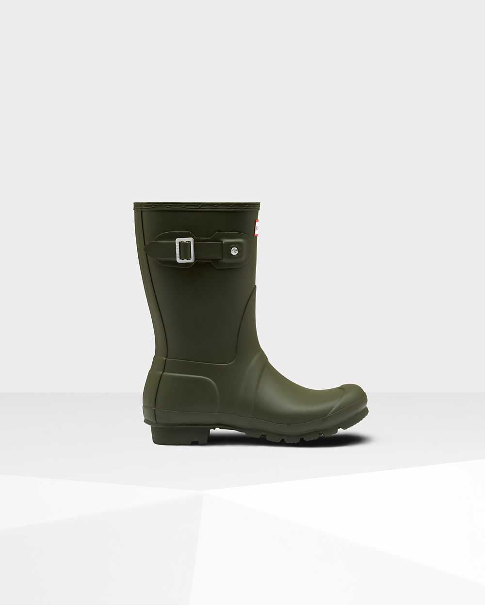 Womens Hunter Original Short Mid-Calf Rain Boots Dark Olive | GRDYPT-549